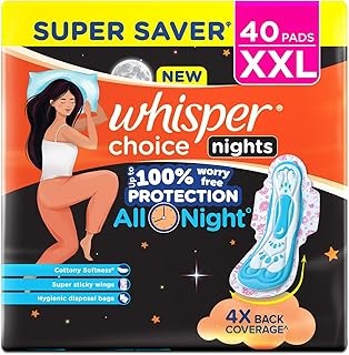Whisper Choice Sanitary Pads with Wings for Women, XL, 40s Napkins